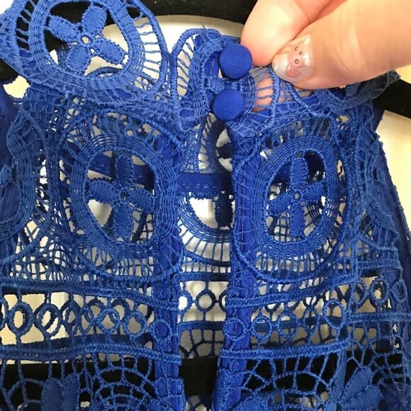 BB Dakota Lace Overlay Sleeveless Dress Zip Back - Picture 8 of 9